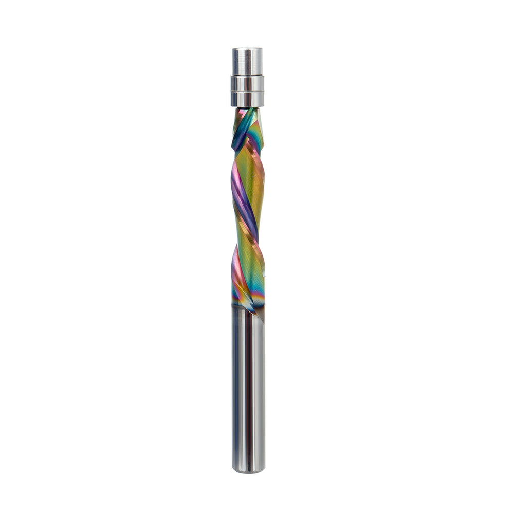 LinkMejor Compression Flush Trim Router Bit 1/4 Inch Shank 1/4 Inch Cutting Dia. Pattern Bit Bottom Bearing Double BB