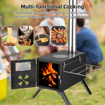 Xmund Winter Wood Burning Stove with 5 Chimneys Portable Camping Outdoor Fire Pit Black Stainless Steel Tent Stove for Cooking & Heating Campfire Cooking