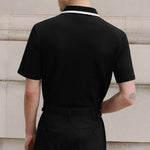 LinkMejor Mens Fashion Design Spliced Collar Shirt Comfortable Fabric Short Sleeve Zipper Lapel Top for Male S-5XL