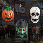 Elfeland Halloween Doorbell Decorations With Spooky Sounds & Lightup Eyes Animated Pumpkin/Skull/Witch Design for Scary Door Decoration Prank Prop Trick Or Treats Event