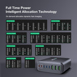 [GaN Tech] LinkMejor® BW-S26 250W 8-Port USB PD Charger 3USB-A+5USB-C PD3.0 QC3.0 AFC FCP PPS APPLE Fast Charging Desktop Charging Station EU Plug for iPhone 15 14 13 for Samsung Galaxy Z Flip4 for MacBook Pro for Airpods for Apple Watch