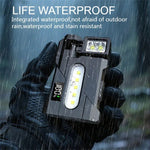 Multipurpose Dual Light Source LED Keychain Flashlight LCD Display Rotatable Pocket Work Light with Metal Clip EDC Torch for Outdoor Camping Hiking Emergency