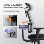 Newtral MagicH002 Ergonomic Home Office Chair, High Back Desk Chair with Unique Adaptive Lumbar Support, Adjustable Headrest, Seat Depth Adjustment, 96°-126° Tilt Function, 4D Armrest Recliner Chair for Office