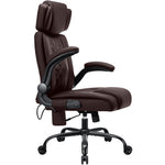 HOFFREE Ergonomic Office Chair with Adjustable Lumbar Support Executive Leather Desk Chair Flip Up Arms Headrest 440lbs Heavy Duty Base Swivel Rolling Computer Chair for Home Work Study