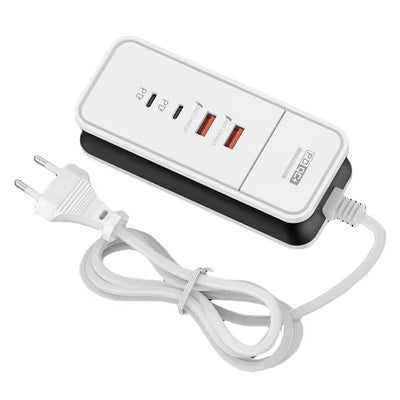 PD50W 4-Port Power Strip Dual USB+Dual Type-C PD QC3.0 Fast Charging Travel Charger Adapter EU Plug US Plug for iPhone 15 14 13 Pro for Huawei Nova Flip for Xiaomi MIX Fold4 for Samsung Galaxy Z Flip6