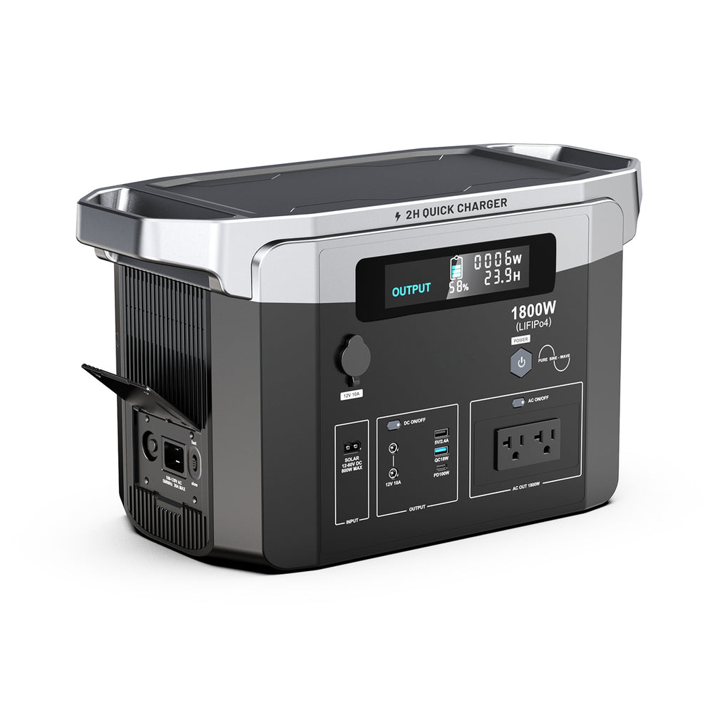 [USA  Direct]PYS-PEK 1800W 1536Wh Portable Power Station LCD Diplay Emergency Backup Power Supply with 1800W AC Output / 2*DC 12V/10A / USB 5V/2.4A / 18W QC3.0 / PD100W USB-C / CigaretteDC Output for Home Emergency Outdoor Camping Laptops Phones Drones