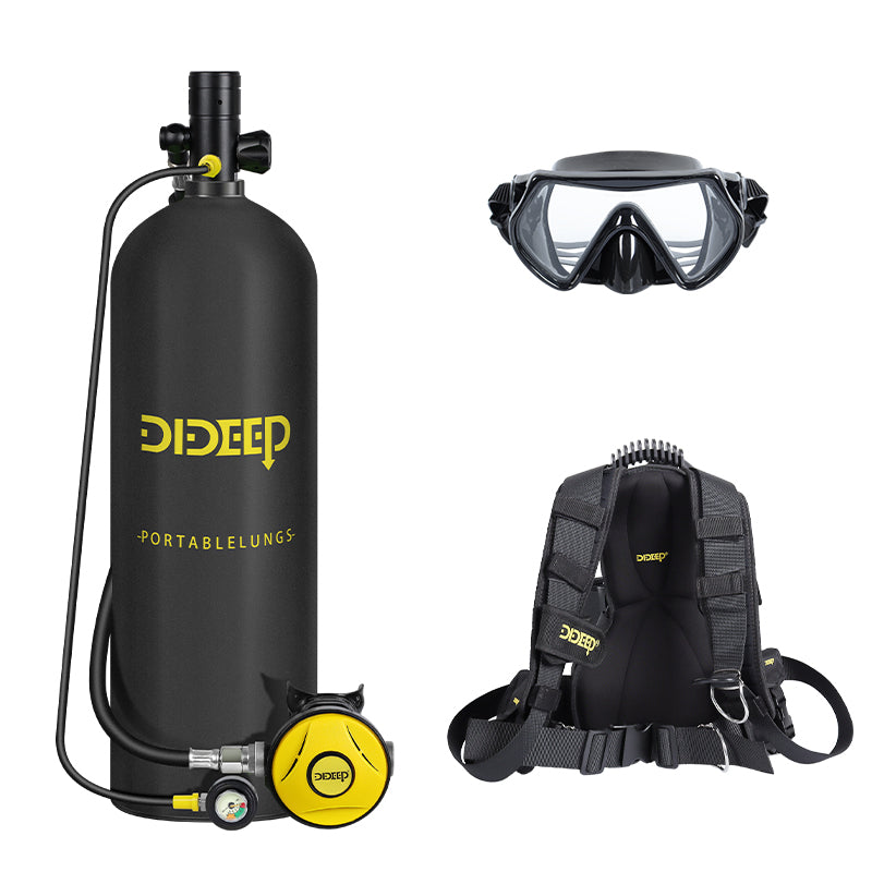 LinkMejor 4L Scuba Diving Tank Set with Upgraded Pressure Gauge +Diving Vest +Snorkel Goggle Portable Oxygen Cylinder for Recreational Diving, Training Diving, Spare Cylinder Diving 40-60 Min Breathing Time, Backup Air Supply for Adults Unisex