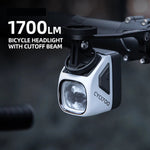 LinkMejor 1700LM Wireless Remote Control Hanging Bike Headlight Waterproof Type-C Charging Aluminum Alloy Bicycle Front Light for MTB Night Riding Safety