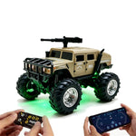 LinkMejor HG4-469 RTR 1/64 2.4G RWD Mini H1 Alloy Army Military Truck RC Car Off-Road LED Light Three Speed Support App Remote Control Vehicles Models Pocket Toys Desktop Collection Gift For Boys