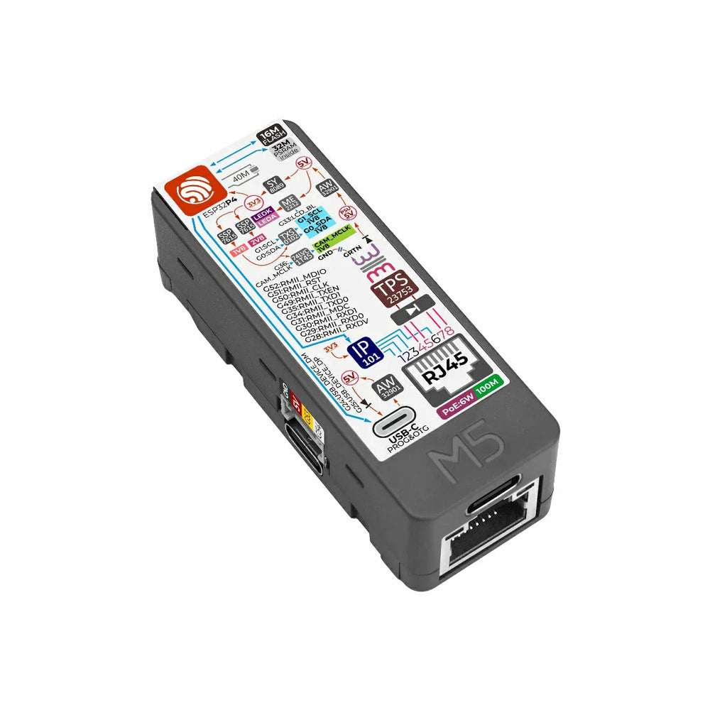 M5Stack Unit PoE with ESP32-P4 Embedded Controller 16MB Flash 32MB PSRAM PoE Ethernet USB Type-C MIPI DSI CSI RJ45 Development Board