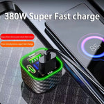 4-in-1 Car Charger 380W 4-Port USB PD Car Charger Adapter Dual USB-A+Dual USB-C PD3.0 Support AFC PPS Fast Charging with Blue LED for iPhone 17 17 Pro 16 Pro Max 15 14 for Xiaomi 17pro for Samsung Galaxy S25 Ultra for OPPO