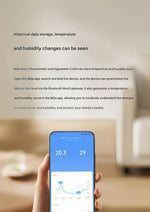 2Pcs XIAOMI 3 Mijia Smart Temperature Humidity Sensor Mini 0°C-60°C Range Bluetooth 5.0 High Precision Compact Hygrometer with LCD Display and Wall Sticker