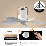 Tevorex 10800mAh Portable Ceiling Fan with Light, Rechargeable 3-in-1 LED Fan Lamp with RGB Lighting, 4 Speeds, Timer & Remote Control for Indoor & Camping