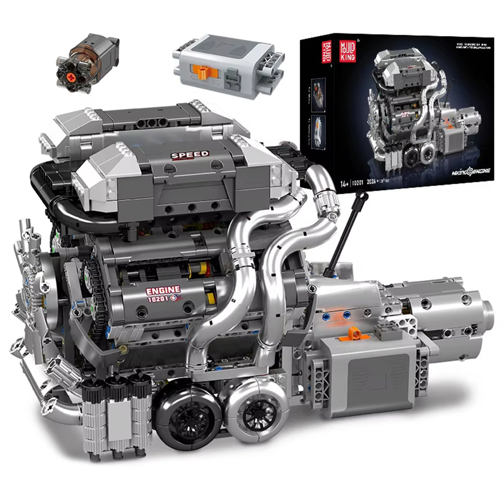 Mould King 10201 Technical Car Building Block Motorized Bug SuperCar W16 Engine with Gearbox Building Block Brick Kids Gift