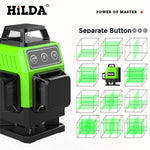 LinkMejor Green Light Laser Level High Accuracy 12-Line 3D 16-Line 4D User-friendly Wall Attachable Battery Powered Construction Tool Lithium Battery Remote Control