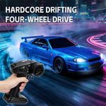 LinkMejor 1901-410D RTR 1/24 2.4G 4WD R34 Drift RC Car Alloy Body Shell LED Light On-Road Full Proportional High Speed Racing Vehicles Models Toys