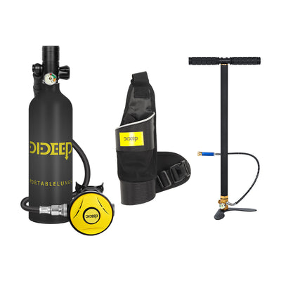 [US Direct] DIDEEP Mini Diving Bottle Set 1L Portable Lung Bottle for Underwater Breathing Reusable Oxygen Bottle up to 20 Minutes Diving Time Portable Dive Tank Air Cylinders for Shallow Water Snorkeling or Emergency Backup
