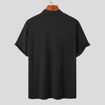 LinkMejor Mens Casual Stand Collar Top Solid Color Short Sleeve T-Shirt