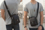 LinkMejor Genuine Leather Men's Messenger Bag Casual Crossbody Handbag Gift for Man Business Shoulder Bag