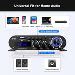 ST-839 2.1CH Mini Bluetooth Stereo Amplifier RMS 25Wx2+40W Subwoofer Output USB/AUX/RCA Input Home Audio Receiver for Home Theater With DC12V Power Adapter