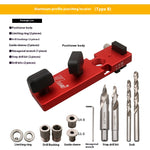 Wnew Aluminum Profile Drill Guide Access Hole Drill Jig With Step Drill Bits for For 2020 2040 3030 3060 European Standard Aluminum Extrusion Profile