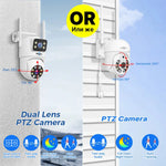 LinkMejor WK-4HS03 3K 6MP 5X Digital Zoom Dual Lens WiFi Camera with 10CH NVR Security Camera System Kit Full Color Night Vision Human Detection APP Remote Viewing P2P Video CCTV Surveillance Outdoor Camera System IP66 Waterproof