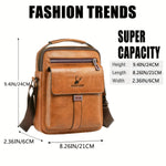 LinkMejor PU Leather Men's Messenger Bag Trend Retro Business Men's Shoulder Bag Waterproof Carry-on Bag Crossbody Bag Men's Backpack