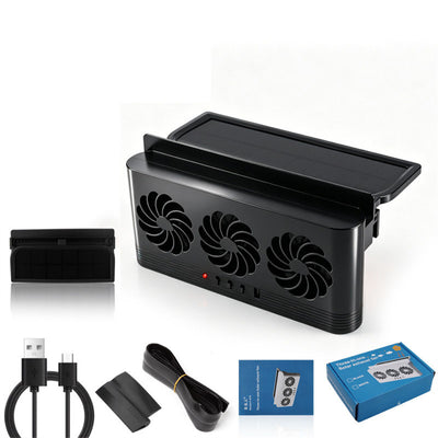 F-817 Solar Powered Car Exhaust Fan 3 Fans 2.5W Window Mount Cooling Vent USB Air Circulation Exhaust Fan