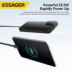 LinkMejor ES-D023 22.5W 37/74Wh 10000/20000mAh Digital Display Power Bank with 2 Integrated Cables External Battery Power Supply with 2 Inputs & 4 Outputs Support PD QC2.0/3.0 SCP FCP PPS AFC Fast Charging for iPhone 16 15 14 Pro Max for Huawei for SAMSUNG