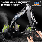 HuiNa Toys 1661 RTR 1/18 2.4G 13CH RC Excavator Alloy Bucket Engineering LED Light Spray 680° Rotation Remote Control Vehicles Models