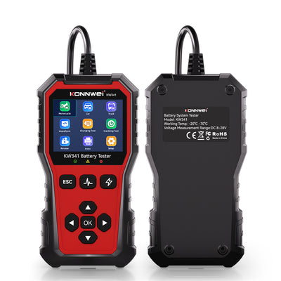Konnwei KW341 6V 12V 24V Automotive Lead-Acid Battery Tester Analyzer for Cars Motorcycles Truck