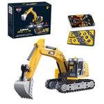 LinkMejor HG4-301 RTR 1/64 2.4G Mini RC Excavator Alloy Bucket 270 °Rotation Support App Remote Controlled LED Light Sound Engineering Vehicles Two Speed Desktop Toys Model Collection Gift For Boys