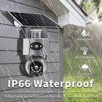 V380 6MP Dual-Lens Solar PTZ Security Camera Full-Color Night Vision Human Motion Two-Way Audio 4G WIFI AOV Monitoring Surveillance Camera for Outdoor Security