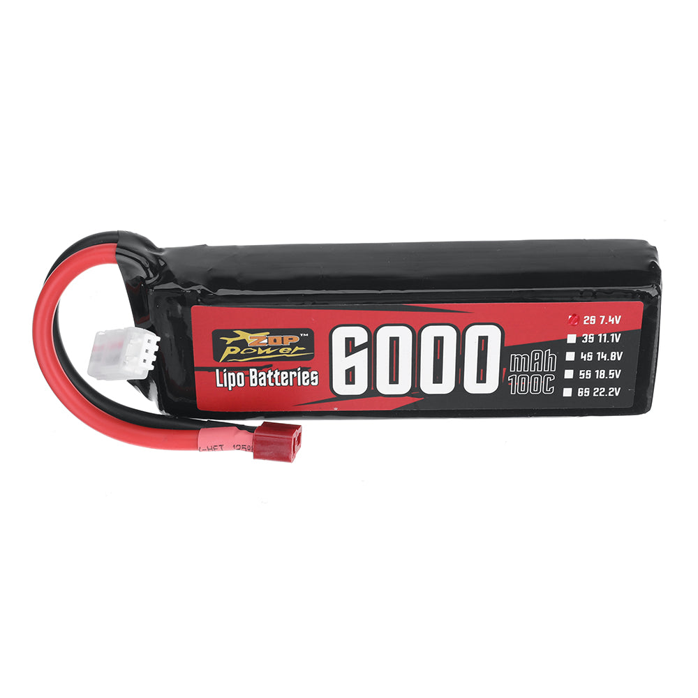 LinkMejor Power 7.4V 6000mAh 100C 2S LiPo Battery T Plug for RC Car