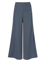 LinkMejor Plus Size Women Pants Solid Color Side Button Elastic Waist Loose Casual Wide Leg Pants With No Pocket