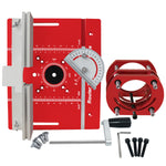 Woodworking Flip Plate Router Lift Set with Metric Inch Stroke Scale Aluminum Alloy Router Table Inset Plate with Miter Gauge and Fence for Trimming Slotting