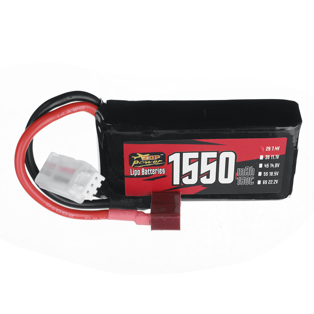 LinkMejor Power 7.4V 1550mAh 150C 2S LiPo Battery T Plug for RC Car