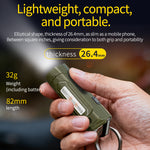 LinkMejor K220 Mini Keychain Flashlight with UV Violet Light Buzzing Horn USB-C Charging Waterproof Design Magnetic Attraction Portable Tactical Torch 32g Lightweight