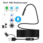 7mm Smartphone Endoscope Camera 3 IN1 Micro USB Type C Borescope Camera Waterproof LED Car Inspection For HUAWEI XIAOMI PC Soft Cable