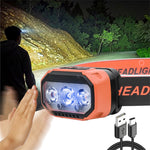 Powerful LED Sensor Headlamp USB Rechageable Headlight LED Head Light Camping Search Light with Built-in Battery Fishing Lantern