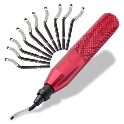 Deburring Tool with 10 BS1010 Steel Swivel Blades Ergonomic Aluminum Handle for Metal Resin PVC Copper and 3D Printed Edges
