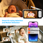 RH-BM11 Tuya WiFi Baby Monitor 5-Inch IPS 1080P HD Display with PTZ Camera Two Way Audio Temperature Humidity Sensor Smart Home Baby Monitors Set