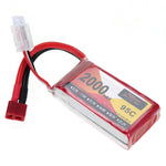 LinkMejor 7.4V 2000mAh 95C 2S LiPo Battery T Deans Plug for HSP RGT 18000 RC Car