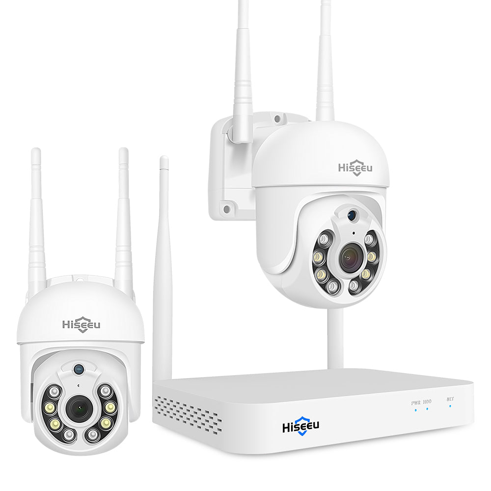 Hiseeu WK-2HD205 2 Cameras 5MP WiFi CCTV PTZ Camera Security System Kit 10CH NVR Recorder AI Motion Tracking IP Camera Set Video Surveillance System EU Plug