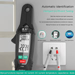 FY368 Digital Clamp Multimeter AC DC Voltage Current Resistance Frequency Capacitance Temperature Tester Non Contact Voltage Test Live Wire Judgment LCD Backlight Auto Power Off