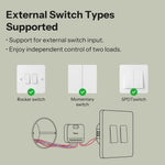 LinkMejor MINI-2GS MINI DUO 2-Gang Matter Over WiFi Smart Switch Dual Load Control Detach Relay Mode Compatible Alexa Apple Home