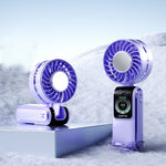 100 High Speed Handheld Fan with Smart LED Display Semiconductor Cooling Fan Portable Rechargeable Folding Small Fan