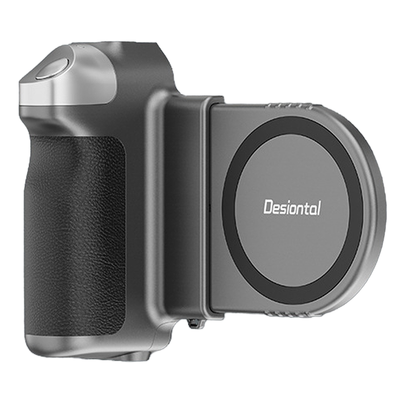 Desiontal GP-06 bluetooth Mobile Phone Shooting Assistant Magnetic Suction Wireless Remote Shutter Ergonomic Grip 360° Rotation 1/4 Thread for Tripod Vlog Photography