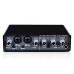 Q-24 Computer Soundcard External USB Audio Interface 24 Bit/192kHz 2 In 4 Out Sound Card with 48V Phantom Power Loopback Recording Streaming Podcast Studio Mixer