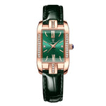 LinkMejor Fashion Rectangular Quartz Watch Female Luxury Elegant Clock Waterproof Leather Band Creative Diamond Women Watch